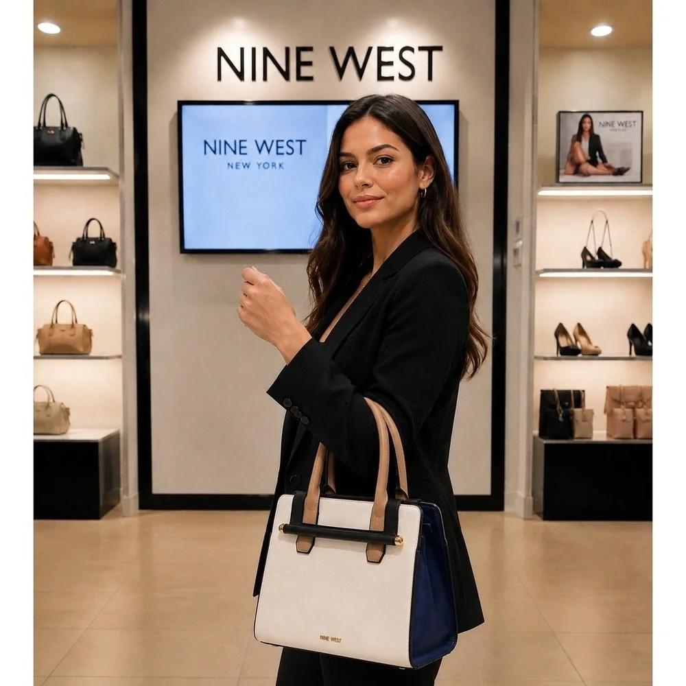 Nine West Music Bar Satchel Multi Blue Black Tan‎ NGN101706 Crossbody Bag NEW